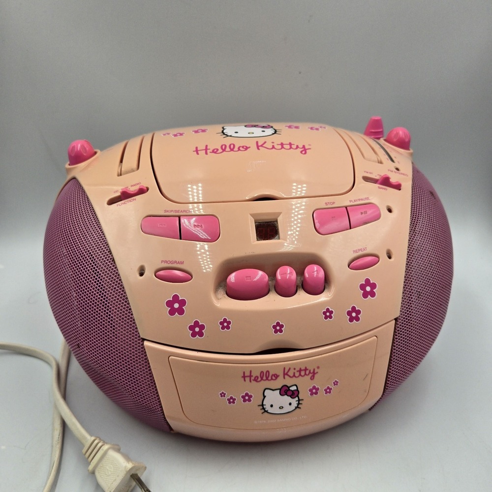 VTG Hello Kitty Boombox Stereo Radio 2002 Sanrio (Cassette/CD Part NOT WORKING)